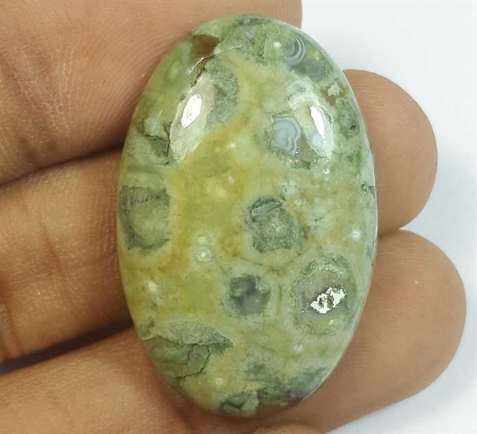 39.47 Carats Rhyolite Rainforest Jasper 27.34 x 21.28 x 5.68 mm