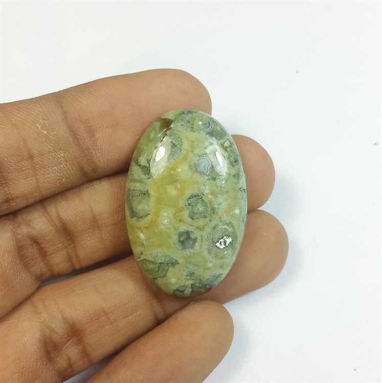 39.47 Carats Rhyolite Rainforest Jasper 27.34 x 21.28 x 5.68 mm