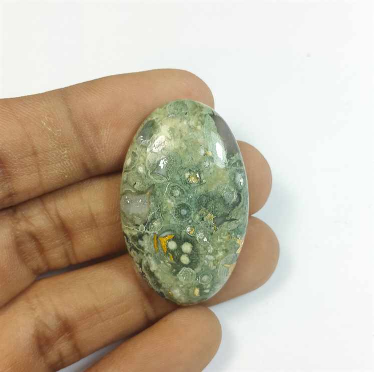 44.91 Carats Rhyolite Rainforest Jasper 26.92 x 19.17 x 5.47 mm