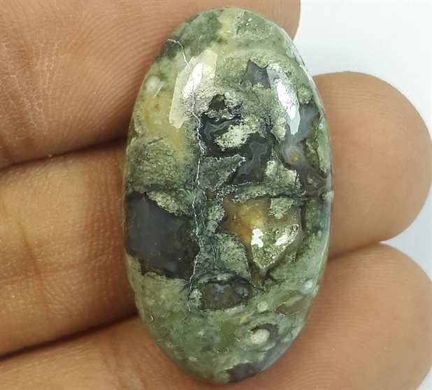 21.92 Carats Rhyolite Rainforest Jasper 31.71 x 21.14 x 4.14 mm