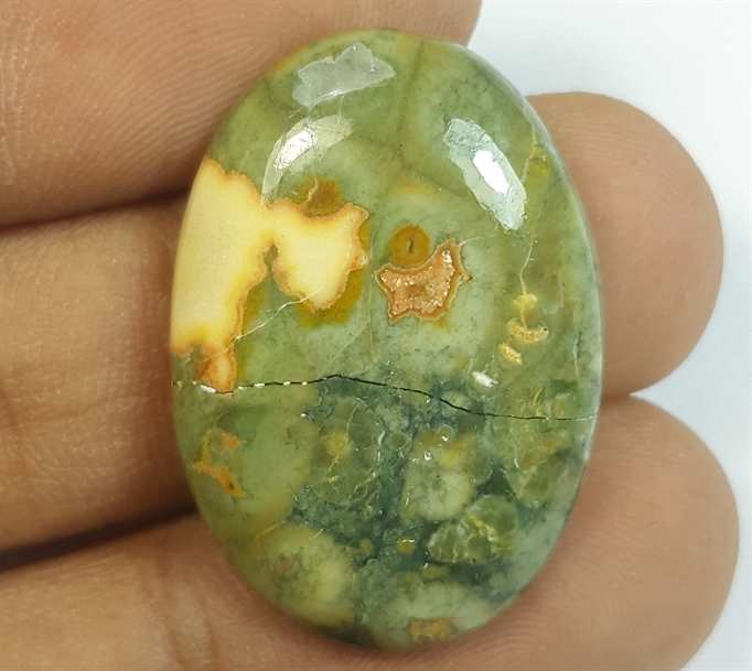 18.11 Carats Rhyolite Rainforest Jasper 28.21 x 19.36 x 5.68 mm