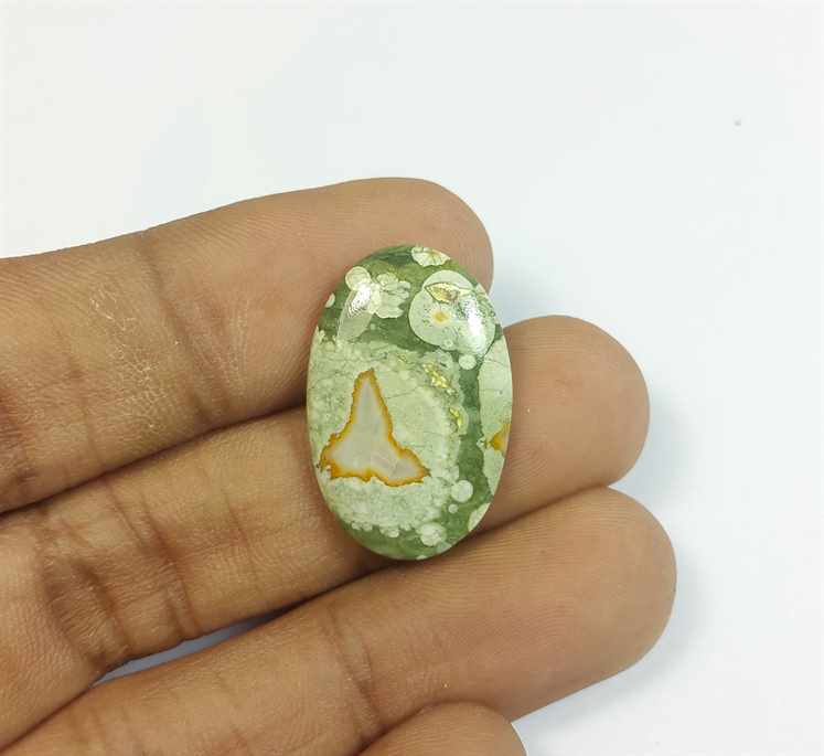 8.93 Carats Rhyolite Rainforest Jasper 23.68 x 15.62 x 3.32 mm