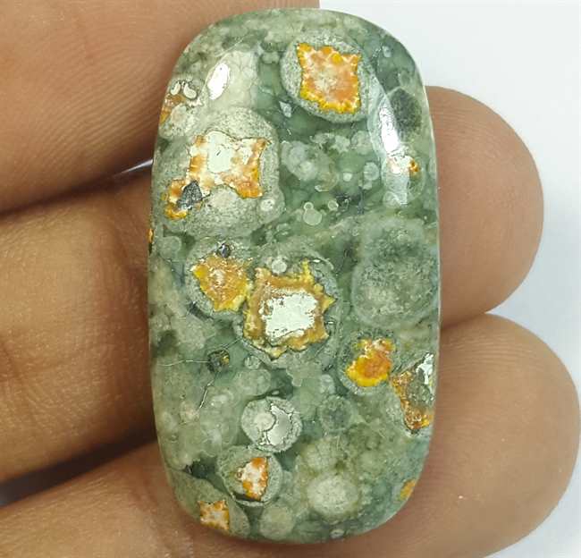 20.43 Carats Rhyolite Rainforest Jasper 31.43 x 17.06 x 5.05 mm